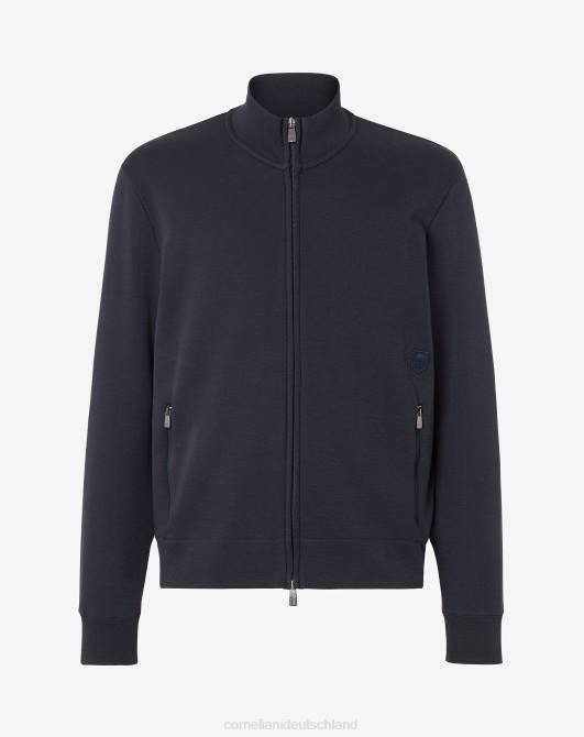 Baumwoll-Sweatshirt mit durchgehendem Reißverschluss Corneliani Männer 8RL0130 Navy blau Kleidung