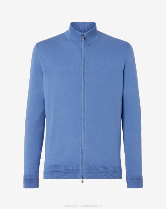 Baumwollpullover mit durchgehendem Reißverschluss Corneliani Männer 8RL0119 Blau Kleidung