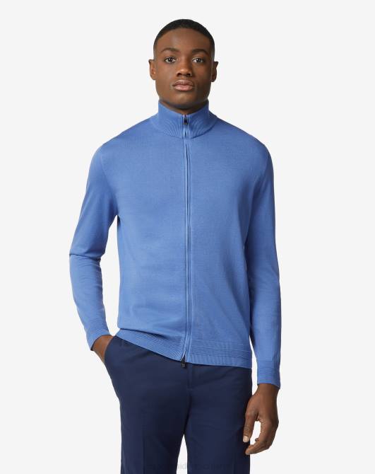 Baumwollpullover mit durchgehendem Reißverschluss Corneliani Männer 8RL0119 Blau Kleidung