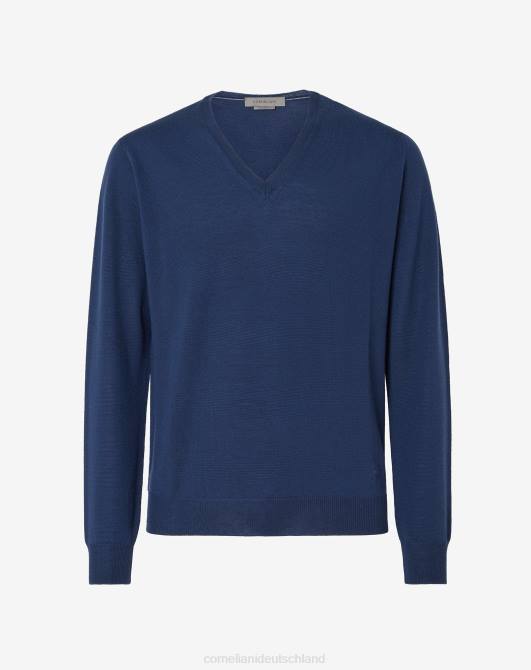 Halsausschnitt aus Merinowolle Corneliani Männer 8RL0161 Königsblau Kleidung