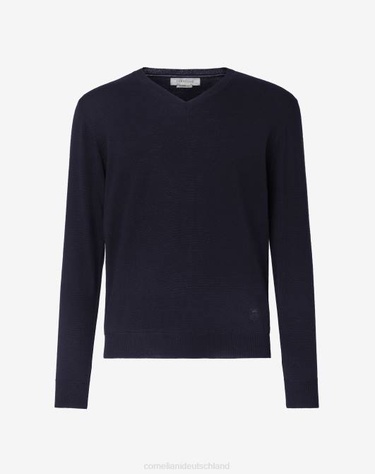 Halsausschnitt aus Merinowolle Corneliani Männer 8RL0169 Blau Kleidung