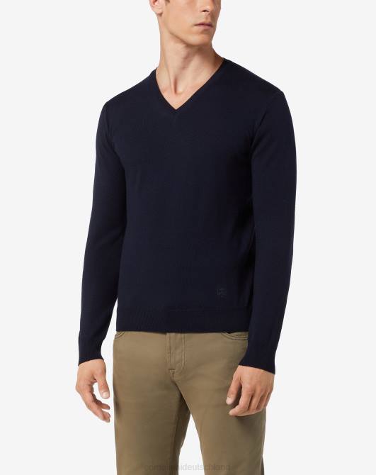 Halsausschnitt aus Merinowolle Corneliani Männer 8RL0169 Blau Kleidung