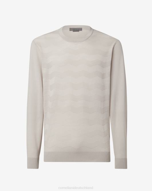 Hellgrauer Baumwollpullover mit Rundhalsausschnitt Corneliani Männer 8RL0126 hellgrau Kleidung
