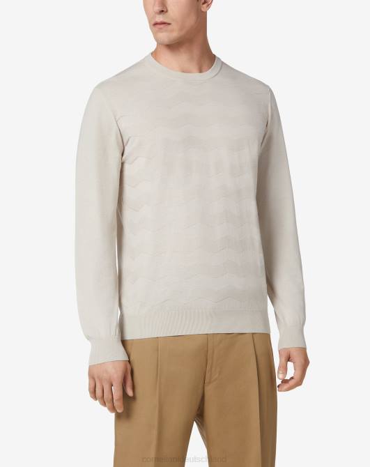 Hellgrauer Baumwollpullover mit Rundhalsausschnitt Corneliani Männer 8RL0126 hellgrau Kleidung