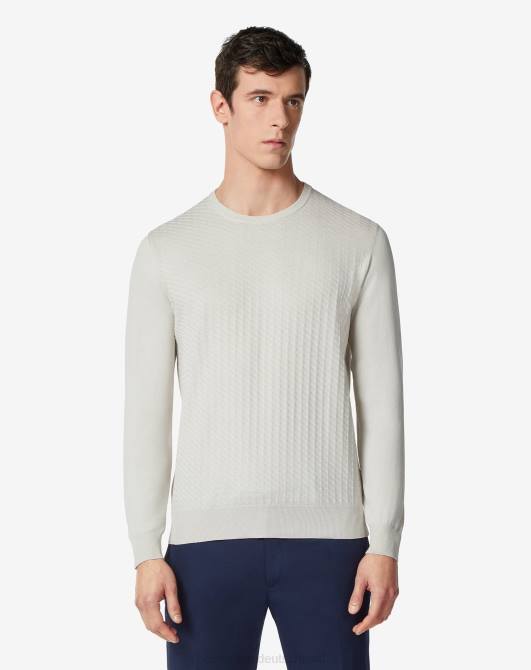 Hellgrauer Pullover mit Rundhalsausschnitt aus Pima-Baumwolle Corneliani Männer 8RL0112 hellgrau Kleidung