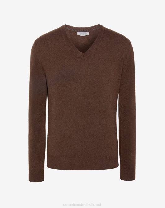 Kaschmirpullover mit V-Ausschnitt Corneliani Männer 8RL0139 braun Kleidung