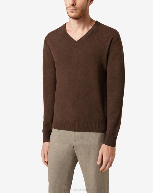 Kaschmirpullover mit V-Ausschnitt Corneliani Männer 8RL0139 braun Kleidung
