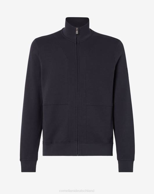 Leichtes Fleece-Sweatshirt mit durchgehendem Reißverschluss Corneliani Männer 8RL0163 Blau Kleidung