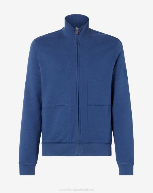 Leichtes Fleece-Sweatshirt mit durchgehendem Reißverschluss Corneliani Männer 8RL0164 Blau Kleidung