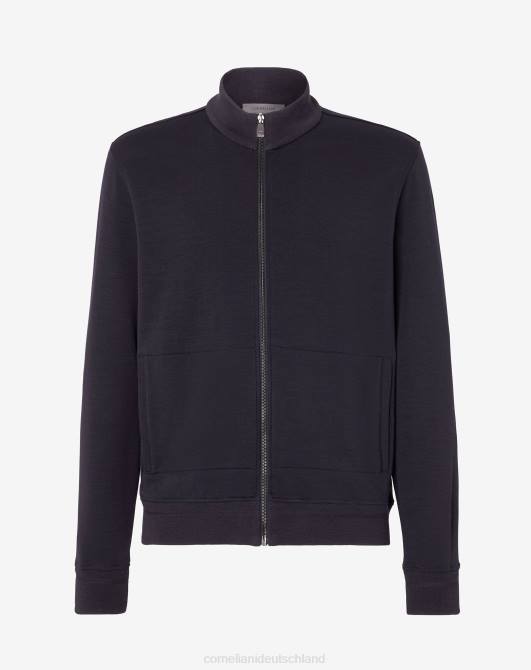 Merino-Pullover mit durchgehendem Reißverschluss Corneliani Männer 8RL0158 Navy blau Kleidung