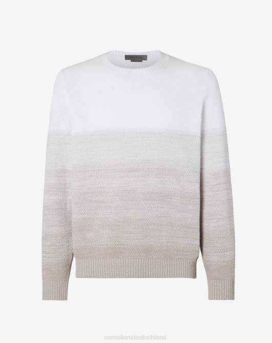 Optisch weißer Pullover mit Zopfmuster und Rundhalsausschnitt Corneliani Männer 8RL0117 optisches Weiß Kleidung