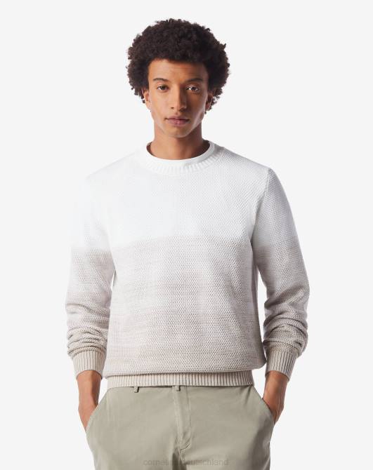 Optisch weißer Pullover mit Zopfmuster und Rundhalsausschnitt Corneliani Männer 8RL0117 optisches Weiß Kleidung