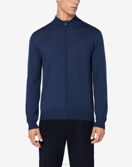 Pullover aus Merinowolle mit durchgehendem Reißverschluss Corneliani Männer 8RL0173 Königsblau Kleidung