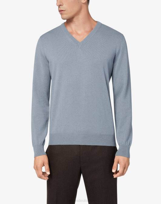 Pullover aus reinem Kaschmir Corneliani Männer 8RL0142 Ascheblau Kleidung