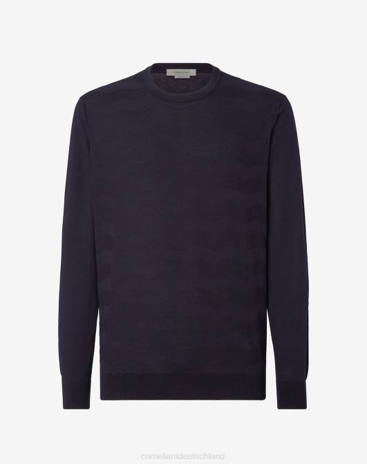 Pullover aus ultraleichter Baumwolle mit Rundhalsausschnitt Corneliani Männer 8RL0121 Blau Kleidung