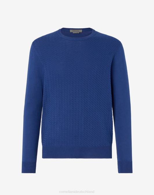 Pullover mit Rundhalsausschnitt aus Cina-Pima-Baumwolle Corneliani Männer 8RL0113 Blau Kleidung