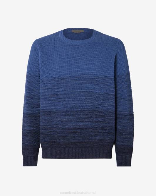 Pullover mit Rundhalsausschnitt und Zopfmuster Corneliani Männer 8RL0111 Blau Kleidung