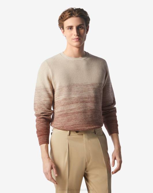 Pullover mit Rundhalsausschnitt und Zopfmuster Corneliani Männer 8RL0123 Naturbeige Kleidung