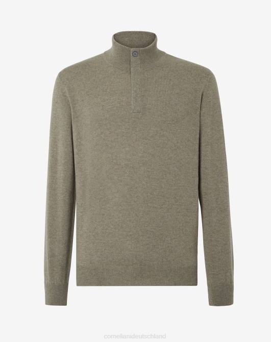 Rollkragenpullover aus Kaschmir mit Knöpfen Corneliani Männer 8RL0160 Armeegrün Kleidung