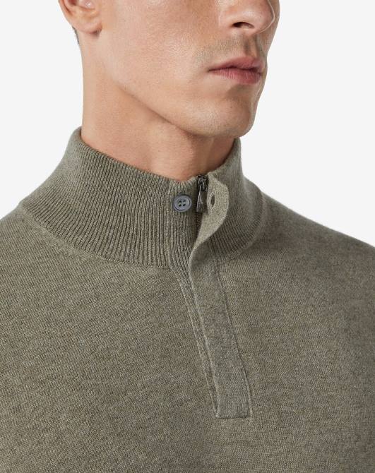 Rollkragenpullover aus Kaschmir mit Knöpfen Corneliani Männer 8RL0160 Armeegrün Kleidung