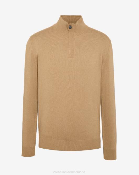 Rollkragenpullover aus Kaschmir mit Reißverschluss Corneliani Männer 8RL0159 Beige Kleidung