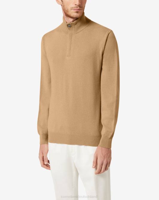 Rollkragenpullover aus Kaschmir mit Reißverschluss Corneliani Männer 8RL0159 Beige Kleidung