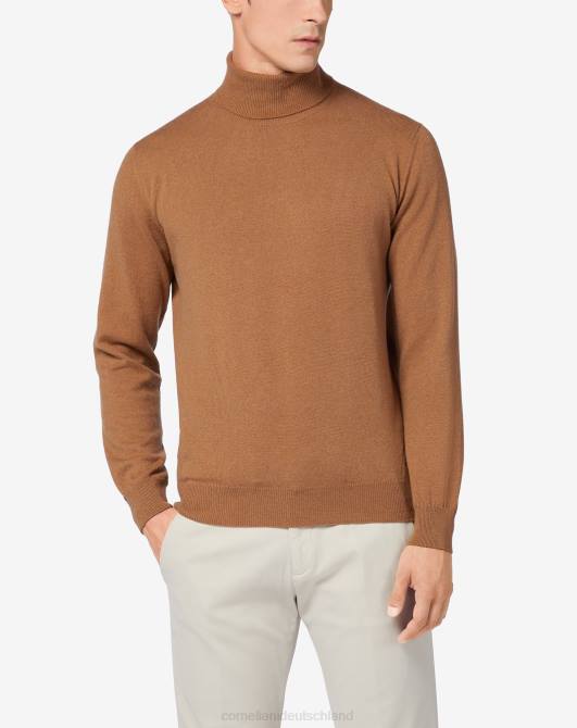 Rollkragenpullover aus reinem Kaschmir in Kamel Corneliani Männer 8RL0152 Beige Kleidung