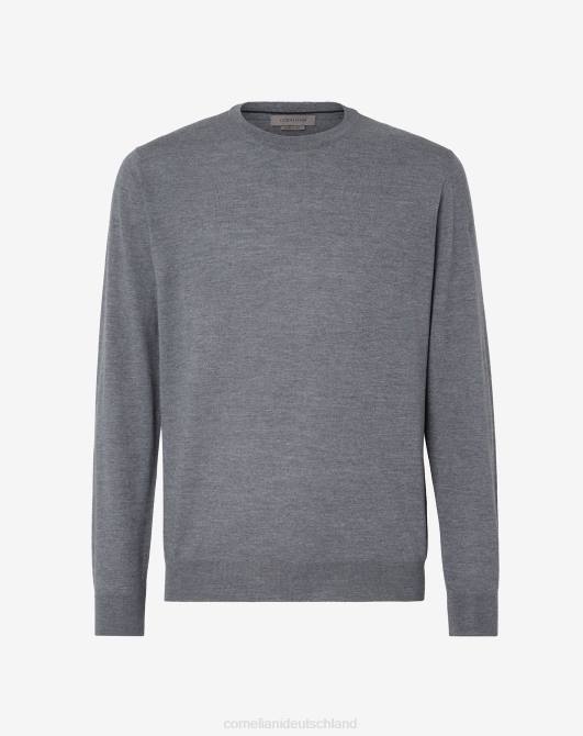 Rundhalsausschnitt aus 18 gg Merinowolle Corneliani Männer 8RL0114 Melangegrau Kleidung