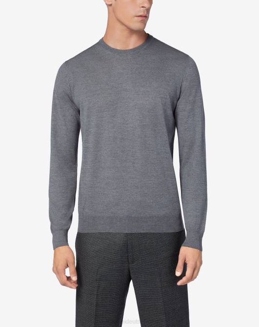 Rundhalsausschnitt aus 18 gg Merinowolle Corneliani Männer 8RL0114 Melangegrau Kleidung