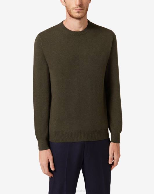 Rundhalsausschnitt aus Kaschmir Corneliani Männer 8RL0129 Militärgrün Kleidung