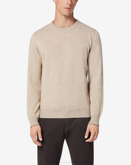 Rundhalsausschnitt aus reinem Kaschmir Corneliani Männer 8RL0143 Beige Kleidung