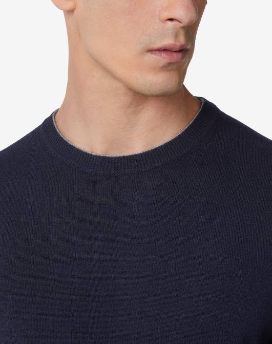 Rundhalsausschnitt aus reinem Kaschmir Corneliani Männer 8RL0144 Blau Kleidung