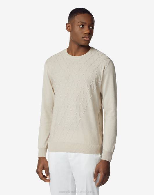Rundhalspullover aus Baumwolle und Seide Corneliani Männer 8RL0124 Beige Kleidung