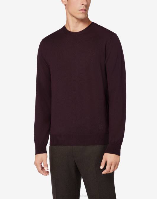 Rundhalspullover aus Merinowolle Corneliani Männer 8RL0168 Burgund Kleidung