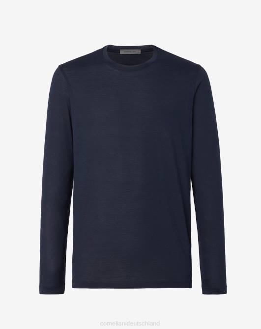 Rundhalspullover aus Seide und Baumwolle Corneliani Männer 8RL0116 Navy blau Kleidung