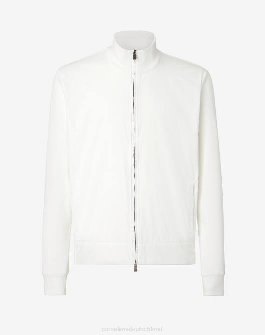 Sweatshirt aus technischem Stoff mit durchgehendem Reißverschluss Corneliani Männer 8RL0127 Weiß Kleidung
