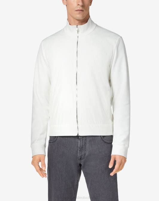 Sweatshirt aus technischem Stoff mit durchgehendem Reißverschluss Corneliani Männer 8RL0127 Weiß Kleidung