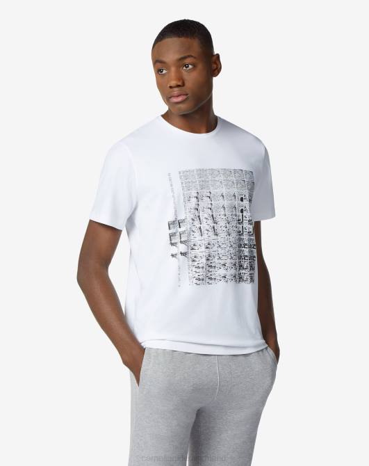 Baumwoll-T-Shirt mit Rundhalsausschnitt und Aufdruck Corneliani Männer 8RL0290 Weiß Kleidung