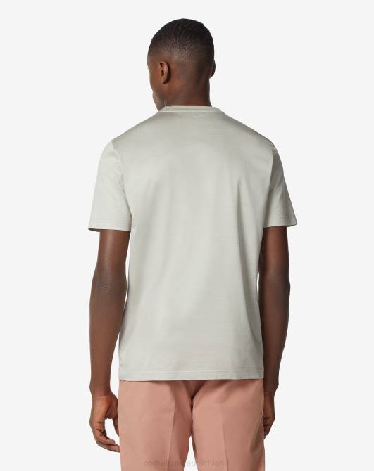 Hellgraues Lisle-Baumwoll-T-Shirt mit Rundhalsausschnitt Corneliani Männer 8RL0296 hellgrau Kleidung