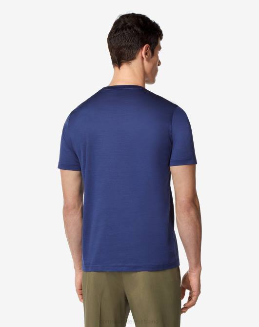Lisle-Baumwoll-T-Shirt mit Rundhalsausschnitt Corneliani Männer 8RL0295 Blau Kleidung