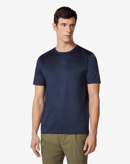 Lisle-Baumwoll-T-Shirt mit Rundhalsausschnitt Corneliani Männer 8RL0298 Navy blau Kleidung