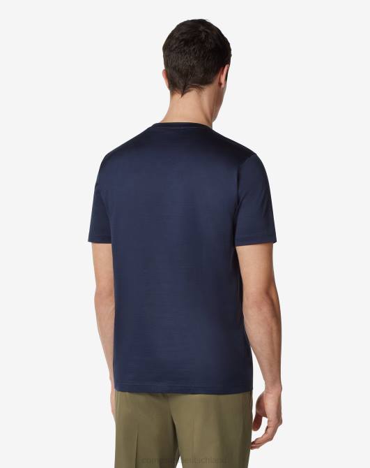 Lisle-Baumwoll-T-Shirt mit Rundhalsausschnitt Corneliani Männer 8RL0298 Navy blau Kleidung