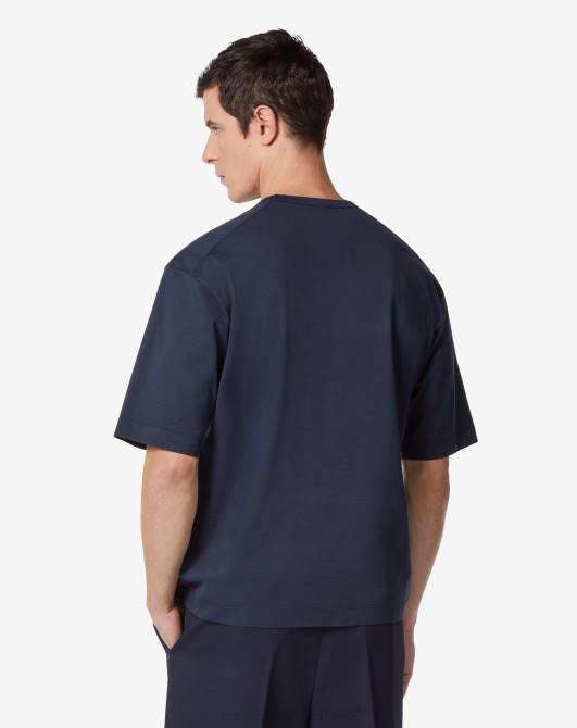 T-Shirt mit Rundhalsausschnitt aus Bio-Baumwolle Corneliani Männer 8RL0301 Navy blau Kleidung