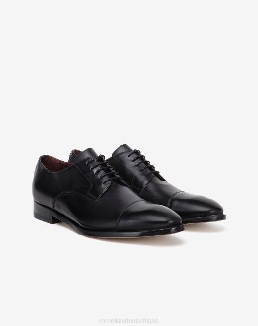 Derby-Schuhe aus Kalbsleder mit Zehenkappe Corneliani Männer 8RL043 Schwarz Schuhe