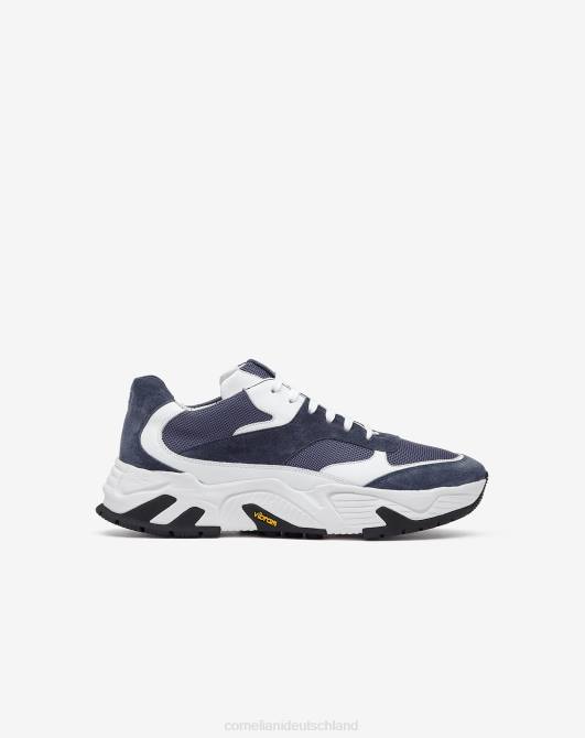 Ledersneaker mit technischem Stoff Corneliani Männer 8RL0412 Blau Schuhe