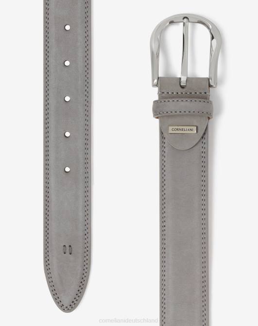 Gürtel aus Nubukleder mit Messingschnalle Corneliani Männer 8RL0381 grau Zubehör