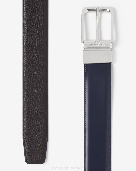 Ledergürtel mit Elch-Print Corneliani Männer 8RL0384 Navy blau Zubehör