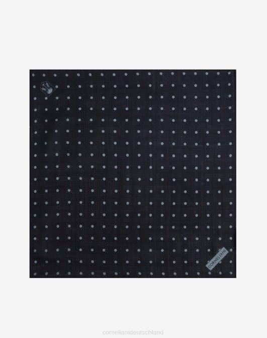 Bedrucktes Einstecktuch aus Seide und Wolle Corneliani Männer 8RL0399 Blau Zubehör