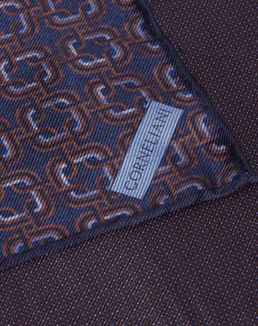 Einstecktuch aus Seide Corneliani Männer 8RL0395 dunkelbraun und blau Zubehör
